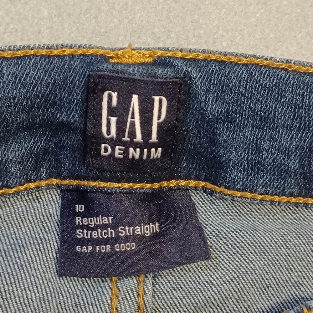 Gap Denim Kids Boys Size 10 Regular Stretch Straight Jeans Medium Wash Blue - Picture 2 of 10